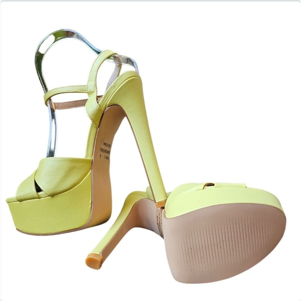 Light Yellow Strappy Platform Heels Stiletto Heel Platform - Picture 6 of 6